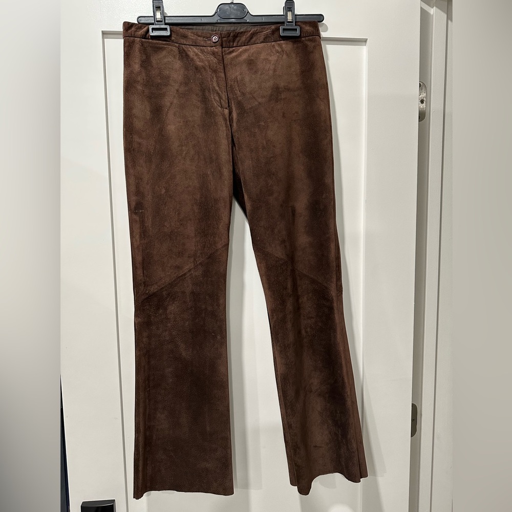 BCBG Maxazria 100% leather suede pants brown